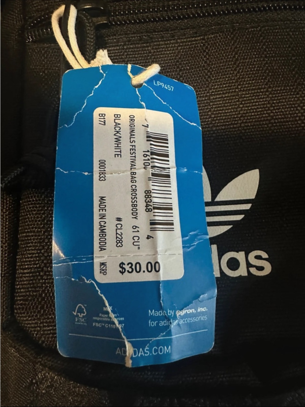 adidas Black Trefoil Mini Shoulder Bag with Logo Strap - Picture 3 of 5